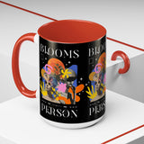 Blooms Person Accent Coffee Mug 11oz 15oz Abstract Floral Head Artistic Colorful Modern Creative Design Black White Ceramic Tea Cup Streetwear Inspired Artistic Fashion Drinkware