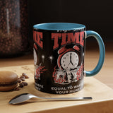Waste Your Time Accent Coffee Mug 11oz 15oz Ceramic Cup Motivational Hustle Money Clock Graphic Drinkware Bold Entrepreneur Mindset Streetwear Gift