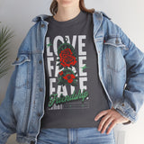 Love Fake Friendship Rose Graphic Unisex Heavy Cotton Tee Bold Statement Streetwear T Shirt Empowering Artistic Floral Design for Self Expression Perfect Gift for Friends Birthdays Parties Casual Wear