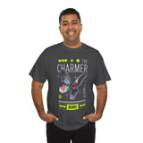 The Charmer Unisex Heavy Cotton Tee Futuristic Butterfly Graphic Streetwear Neon Cyber Aesthetic Artistic Fashion Statement T Shirt