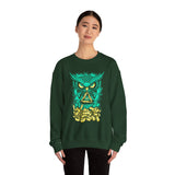 The Watcher Owl All Seeing Wisdom Unisex Heavy Blend Crewneck Sweatshirt Neon Mystic Streetwear Sweatshirt With Geometric Owl Symbol Futuristic Glow Design For Visionaries Creators And Spiritual Thinkers