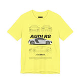 White Mid Engine Sports Coupe Blueprint Artwork Unisex Heavy Cotton Tee High Performance Inspired Streetwear Graphic Shirt For Car Enthusiasts And Automotive Art Fans