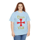 Unisex Deus Vult T Shirt Medieval Crusader Cross Graphic Tee Warrior Knight Inspired Vintage Christian Symbol Heavy Cotton Streetwear