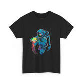Galactic Dream Astronaut Neon Art Unisex Heavy Cotton Tee Bold Cosmic Streetwear Graphic T Shirt Vibrant Space Design Comfortable Classic Fit Everyday Wear Perfect Gift for Sci Fi Lovers and Creative Minds