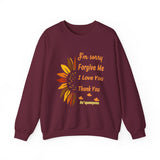 Unisex Ho’oponopono Sunflower Crewneck Sweatshirt Heavy Blend Pullover Healing Affirmation Spiritual Gratitude Mindfulness Positive Energy Apparel