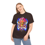 Flaming Pirate Skull Unisex Heavy Cotton Tee Bold Nautical Skull Streetwear T Shirt Fiery Gothic Rebellion Design Perfect For Bikers Gamers Artists And Metal Lovers
