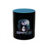 Space Galaxy Accent Coffee Mug 11oz 15oz Astronaut Spacecraft Earth Black Two Tone Ceramic Cup Gift for Space Lovers