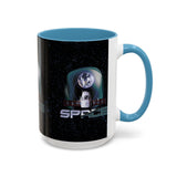 Space Galaxy Accent Coffee Mug 11oz 15oz Astronaut Spacecraft Earth Black Two Tone Ceramic Cup Gift for Space Lovers