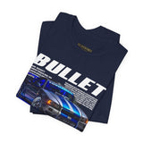 Bullet Blue Street Racing Artwork Unisex Heavy Cotton Tee High Performance Inspired Graphic Shirt For Car Lovers And Urban Streetwear Fans