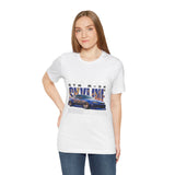 Blue Flame Street Racing Car Graphic Unisex Heavy Cotton Tee Bold Drift Style Automotive Streetwear Shirt