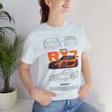 Orange Retro JDM Inspired Sports Coupe Blueprint Unisex Heavy Cotton Tee Street Racing Art Shirt for Car Lovers Daily Wear