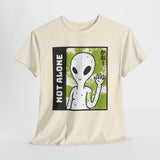 Unisex Not Alone Alien T Shirt Cartoon UFO Graphic Tee Extraterrestrial Sci Fi Space Themed Paranormal Conspiracy Inspired Streetwear Top