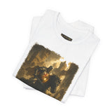 Medieval Knight On Horseback Fantasy Art Unisex Heavy Cotton Tee Epic Warrior Adventure Graphic Shirt Heroic Battle Scene Streetwear Bold Artistic Design