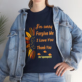 Ho’oponopono Sunflower Unisex T Shirt Healing Affirmation Tee Spiritual Gratitude Mindfulness Inspired Positive Energy Heavy Cotton Graphic Top