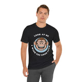 Smiling Monkey Cartoon Good Luck Design Unisex Heavy Cotton Tee Funny Cute Graphic Shirt Positive Vibes Humor Artwork Casual Wear Gift For Friends