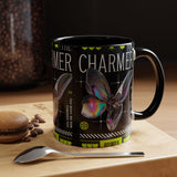 The Charmer Butterfly Accent Coffee Mug 11oz 15oz Black Two Tone Ceramic Cup Aesthetic Iridescent Butterfly Design Gift for Coffee Lovers