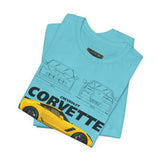 Yellow High Performance Sports Coupe Blueprint Art Unisex Heavy Cotton Tee Premium Streetwear For Car Enthusiasts Gearheads And Collectors