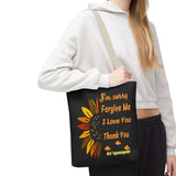 Sunflower Ho'oponopono Tote Bag Hawaiian Healing Prayer Design Spiritual Positivity Canvas Bag Mindfulness Reusable Durable Eco Friendly Shopping Tote