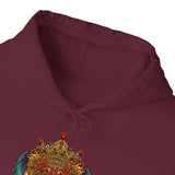Balinese Barong Mask Unisex Hoodie Heavy Blend Pullover Sweatshirt Tribal Cultural Warrior Spirit Inspired Mythical Festival Graphic Streetwear