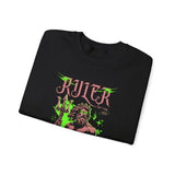 Ruler of the Sea Poseidon Unisex Heavy Blend Crewneck Sweatshirt Greek Mythology Statue Graphic Gothic Streetwear Bold Artistic Pullover