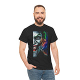 Jocker Split Insanity Unisex Heavy Cotton Tee Bold Gothic Streetwear Dark Psychological Art Design Statement Shirt for Fearless Thinkers and Risk Lovers