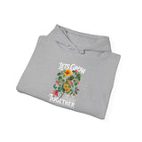 Lets Grow Together Floral Graphic Comfortable Unisex Hoodie Bold Botanical Streetwear Motivational Empowerment Sweatshirt Perfect Gift for Couples Friends Birthdays Cozy Days and Everyday Casual Wear