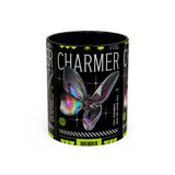 The Charmer Butterfly Accent Coffee Mug 11oz 15oz Black Two Tone Ceramic Cup Aesthetic Iridescent Butterfly Design Gift for Coffee Lovers