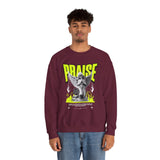 Praise Angel Statue Graphic Unisex Heavy Blend Crewneck Sweatshirt Gothic Spiritual Streetwear Pullover