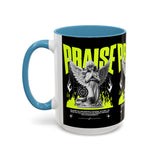 Praise Angel Statue Graphic Ceramic Mug Gothic Spiritual Coffee Tea Cup Bold Streetwear Design