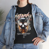 Death Silence Skull Fire Graphic Unisex Heavy Cotton Tee Gothic Horror Streetwear Bold Vintage Dark Flame Skull T Shirt
