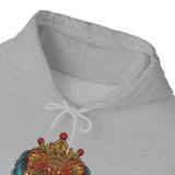 Balinese Barong Mask Unisex Hoodie Heavy Blend Pullover Sweatshirt Tribal Cultural Warrior Spirit Inspired Mythical Festival Graphic Streetwear