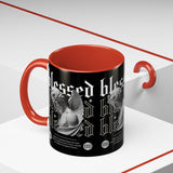 Blessed Angel Statue Graphic Accent Coffee Mug 11oz 15oz Gothic Streetwear Aesthetic Spiritual Artistic Ceramic Drinkware