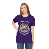 Smiling Monkey Cartoon Good Luck Design Unisex Heavy Cotton Tee Funny Cute Graphic Shirt Positive Vibes Humor Artwork Casual Wear Gift For Friends