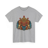 Kala Bhairav Mask Graphic T Shirt Mythical Cultural Warrior Spirit Inspired Tee Tribal Festival Art Streetwear Heavy Cotton Top