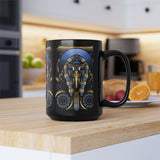 Eye Of Eternity Mug Egyptian Owl Pharaoh Design Gold And Blue Ceramic Mug Spiritual Morning Energy Cup For Focus, Calm, And Creative Awakening
