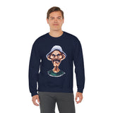 Grumpy Street Legend Sweatshirt Bold Unisex Crewneck Funny Caricature Graphic Design Cozy Retro Urban Style Perfect Gift for Streetwear Fans, Artists, and Humor Lovers