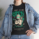 I Don’t Care True Freedom Angel Unisex Heavy Cotton Tee Gothic Cherub Graphic Bold Motivational Streetwear Aesthetic Statement T Shirt