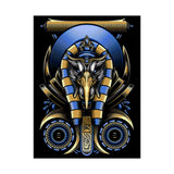 Eye Of Eternity Poster Gold And Blue Egyptian Owl Pharaoh Sacred Geometry Art Print Spiritual Wall Decor For Focus Energy And Royal Inspiration