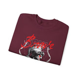 Brave Warrior Roman Gladiator Graphic Print Unisex Heavy Blend Crewneck Sweatshirt Bold Motivational Streetwear Pullover