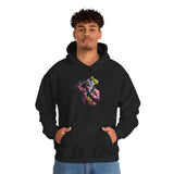 Snapshot of Madness Unisex Heavy Blend Hooded Sweatshirt Dark Comic Art Streetwear Design Bold Neon Graphic Hoodie Soft Fleece Comfort Wearable Art for Artists Dreamers and Creative Minds