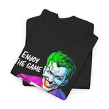 Joker Enjoy The Game Unisex Heavy Cotton Tee Bold Gothic Streetwear Art Design Dark Psychological Theme Shirt for Risk Takers, Creators, and Hustlers