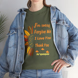 Unisex Ho’oponopono Sunflower T Shirt Healing Affirmation Tee Spiritual Gratitude Mindfulness Inspired Positive Energy Heavy Cotton Graphic Top