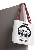 I Want To Believe Alien Tote Bag Sci Fi UFO Extraterrestrial Design Canvas Bag Space Mystery Reusable Eco Friendly Durable Shopping Travel Tote