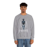 Existence Dystopian Society Cyborg Unisex Heavy Blend Crewneck Sweatshirt Futuristic Sci Fi Robotic Graphic Cyberpunk Streetwear Pullover