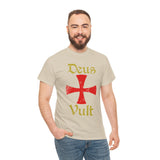 Unisex Deus Vult T Shirt Medieval Crusader Cross Graphic Tee Warrior Knight Inspired Vintage Christian Symbol Heavy Cotton Streetwear