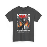 Mystic Mask Flames Graphic Unisex Heavy Cotton Tee Hustler Streetwear Motivational Dark Mystery Bold Design