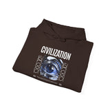 Civilization Eye Of Memory Graphic Unisex Heavy Blend Hooded Sweatshirt Futuristic Visionary Streetwear Abstract Blue Eye Gothic Hoodie