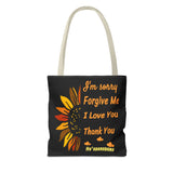 Sunflower Ho'oponopono Tote Bag Hawaiian Healing Prayer Design Spiritual Positivity Canvas Bag Mindfulness Reusable Durable Eco Friendly Shopping Tote