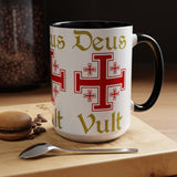 Deus Vult Accent Coffee Mug 11oz 15oz Red Cross Knight Crusader Ceramic Cup Bold Medieval Design Christian Symbol Faith Inspired Coffee Tea Gift Drinkware