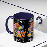 Blooms Person Accent Coffee Mug 11oz 15oz Abstract Floral Head Artistic Colorful Modern Creative Design Black White Ceramic Tea Cup Streetwear Inspired Artistic Fashion Drinkware